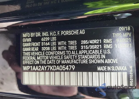 2019 Porsche Cayenne from USA, damaged, VIN WP1AA2AY7KDA05479